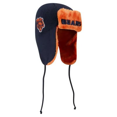 Chicago Bears Men's Navy New Era Helmet Head Trapper Knit Hat