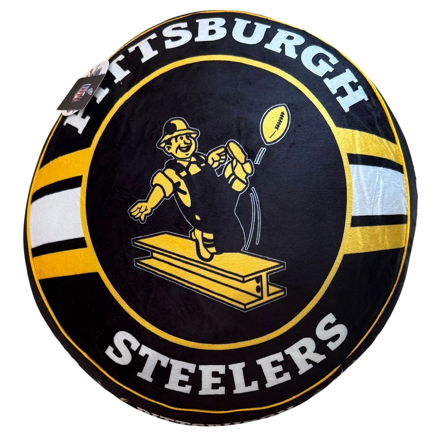 Pittsburgh Steelers Steely McBeam 15” Circle Plushlete Pillow Pittsburgh Steelers Steely McBeam 15” Circle Plushlete Pillow