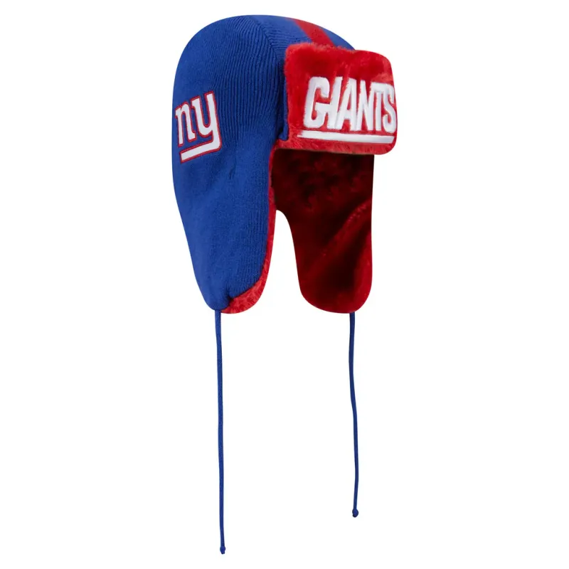 New York Giants Men's Blue New Era Helmet Head Trapper Knit Hat New York Giants Men's Blue New Era Helmet Head Trapper Knit Hat