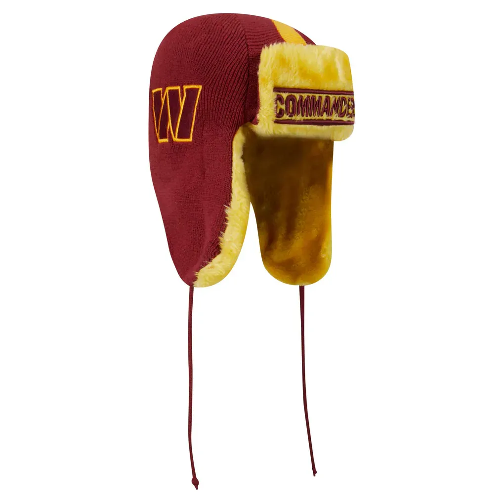 Washington Commanders Men's Burgundy New Era Helmet Head Trapper Knit Hat