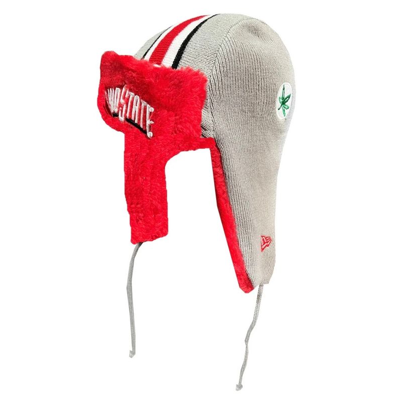 Ohio State Buckeyes Men's Gray New Era Helmet Head Trapper Knit Hat