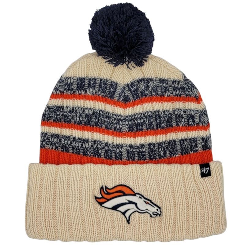Denver Broncos Men's Natural 47 Brand Cuffed Pom Knit Hat