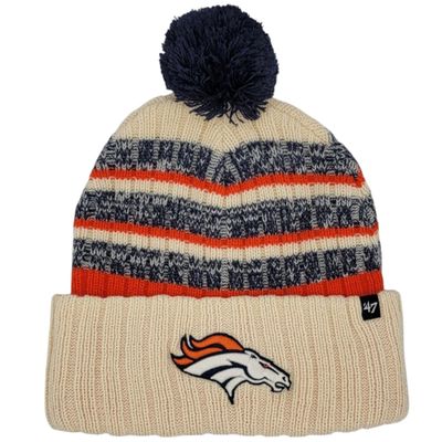 Denver Broncos Men's Natural 47 Brand Cuffed Pom Knit Hat