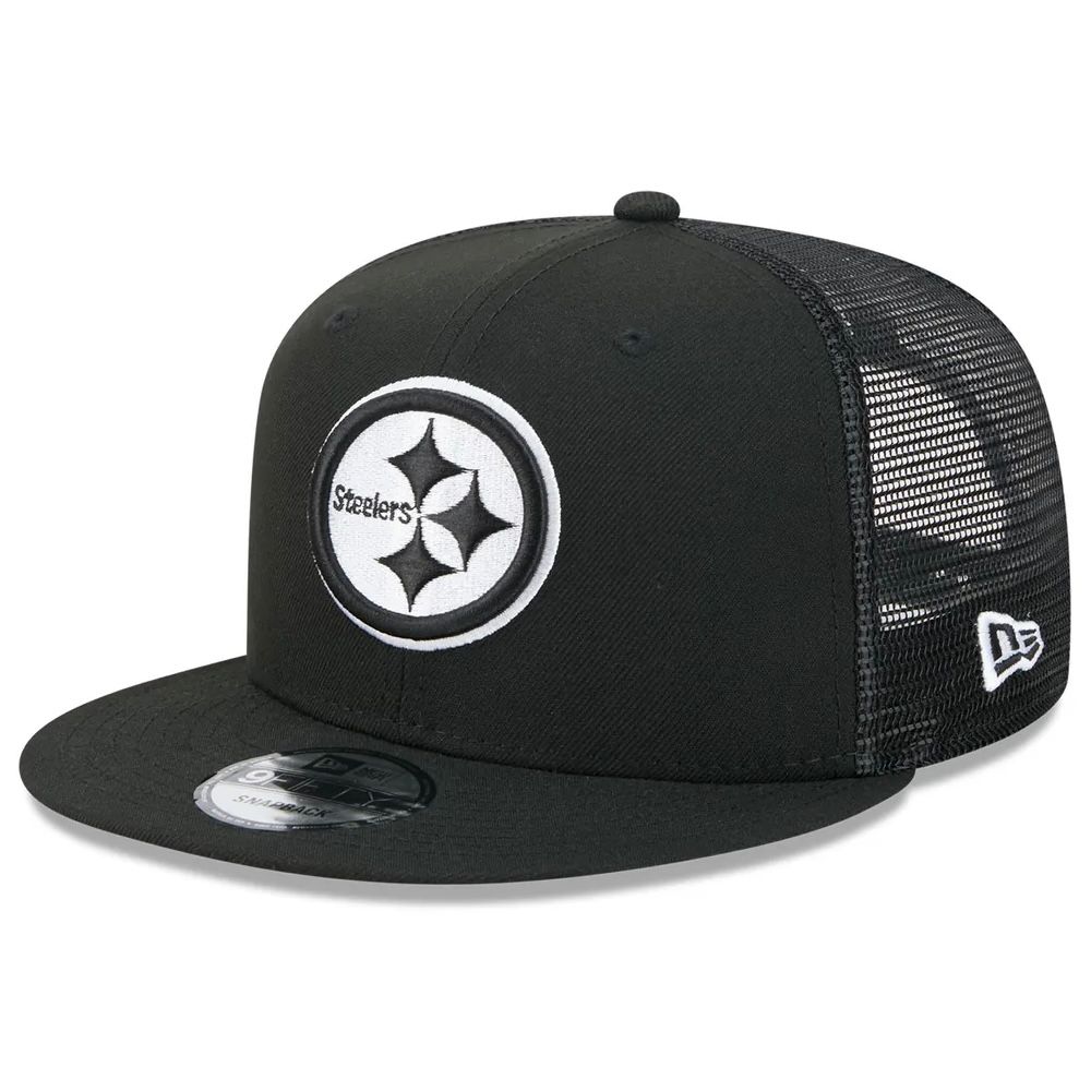 Pittsburgh Steelers Men's Black New Era Trucker 9FIFTY Snapback Hat Pittsburgh Steelers Men's Black New Era Trucker 9FIFTY Snapback Hat