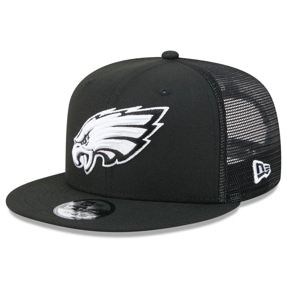 Philadelphia Eagles Men's Black New Era Trucker 9FIFTY Snapback Hat