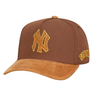 New York Yankees Men's Caramel Brown Corduroy City Name Side Patch Mitchell & Ness Snapback Hat