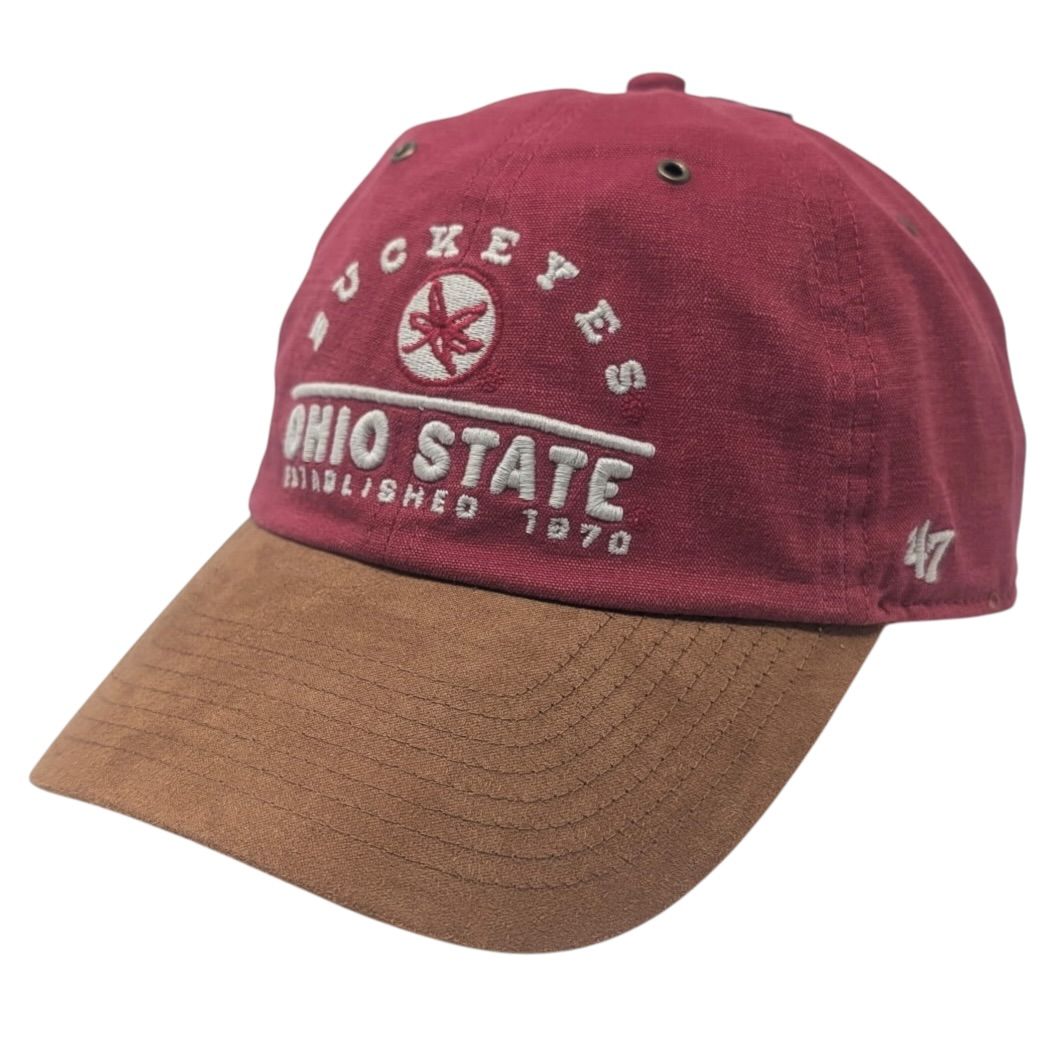 Ohio State Buckeyes Men's Vintage Red 47 Brand Clean Up Adjustable Hat Ohio State Buckeyes Men's Vintage Red 47 Brand Clean Up Adjustable Hat