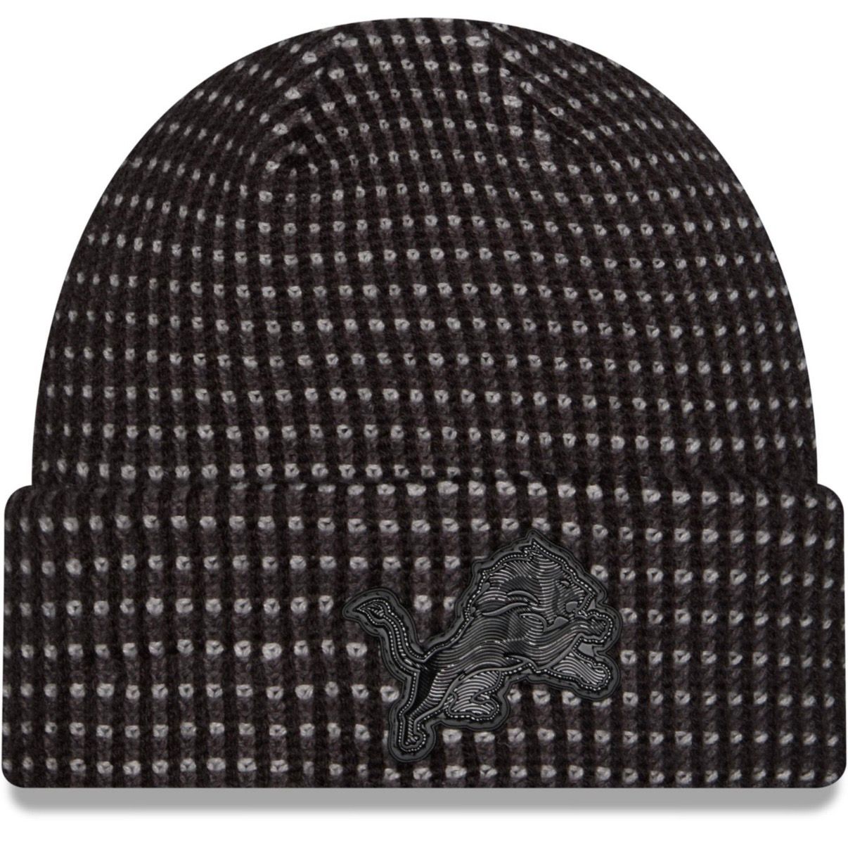 Detroit Lions Men's Black 2026 New Era Sideline Cuffed Knit Hat Detroit Lions Men's Black 2026 New Era Sideline Cuffed Knit Hat