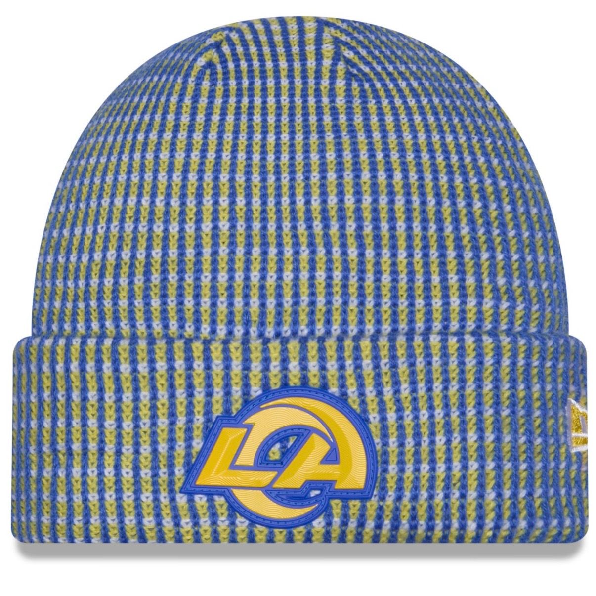 Los Angeles Rams Men's Blue 2026 New Era Sideline Cuffed Knit Hat Los Angeles Rams Men's Blue 2026 New Era Sideline Cuffed Knit Hat