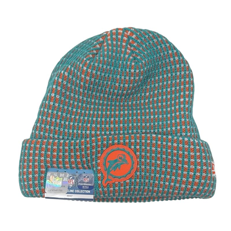 Miami Dolphins Men's Historic Aqua 2026 New Era Sideline Cuffed Knit Hat Miami Dolphins Men's Historic Aqua 2026 New Era Sideline Cuffed Knit Hat