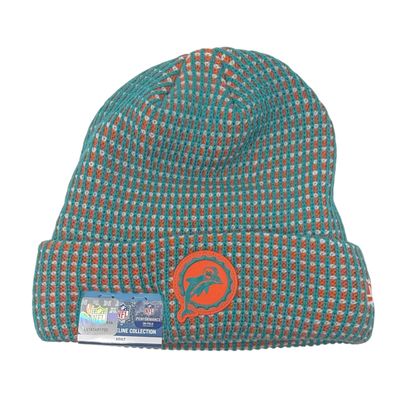 Miami Dolphins Men's Historic Aqua 2026 New Era Sideline Cuffed Knit Hat Miami Dolphins Men's Historic Aqua 2026 New Era Sideline Cuffed Knit Hat