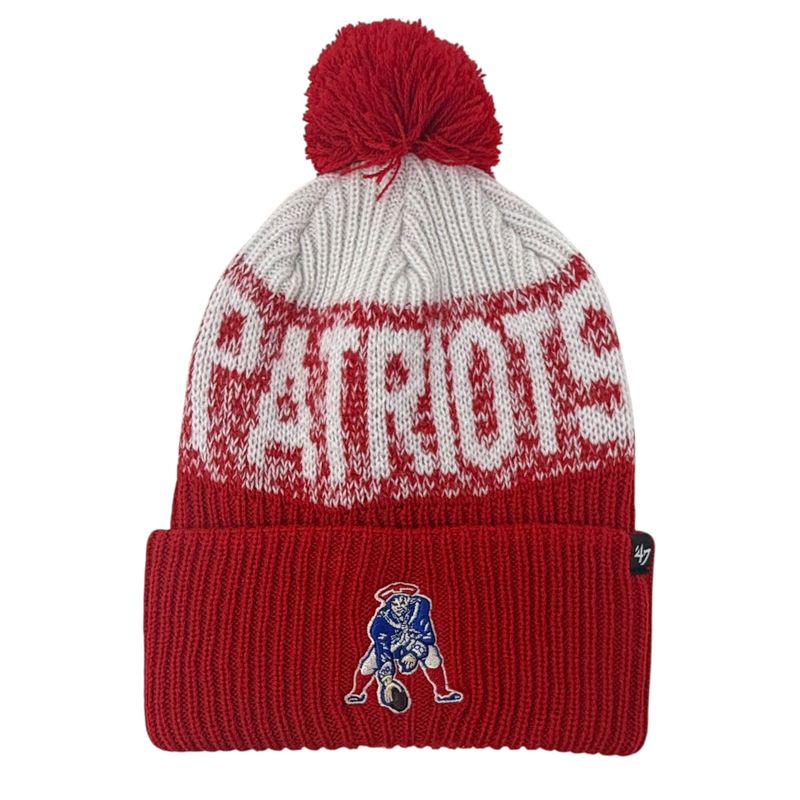 New England Patriots Men's Historic Red 47 Cuffed Pom Knit Hat New England Patriots Men's Historic Red 47 Cuffed Pom Knit Hat