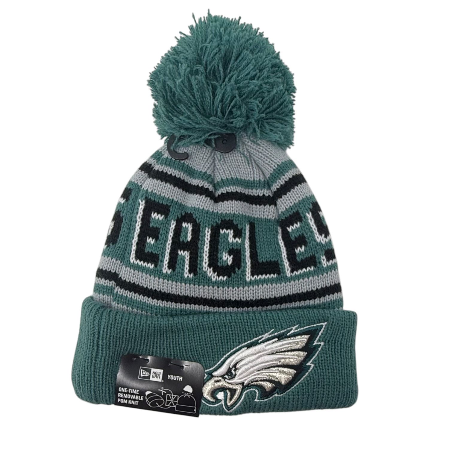Philadelphia Eagles Youth New Era Cuffed Pom Knit Hat Philadelphia Eagles Youth New Era Cuffed Pom Knit Hat