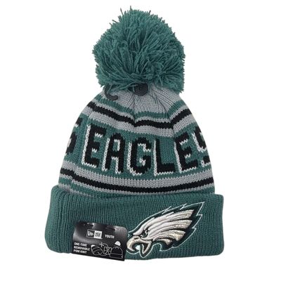 Philadelphia Eagles Youth New Era Cuffed Pom Knit Hat