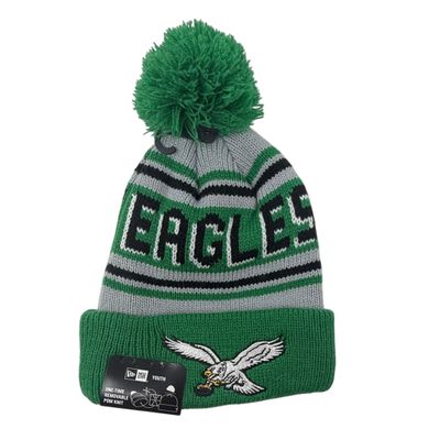 Philadelphia Eagles Youth Kelly Green New Era Cuffed Pom Knit Hat