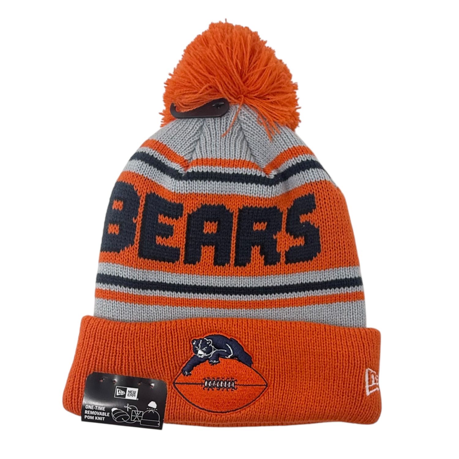 Chicago Bears Men’s Orange Historic Wordmark New Era Knit Pom Hat Chicago Bears Men’s Orange Historic Wordmark New Era Knit Pom Hat