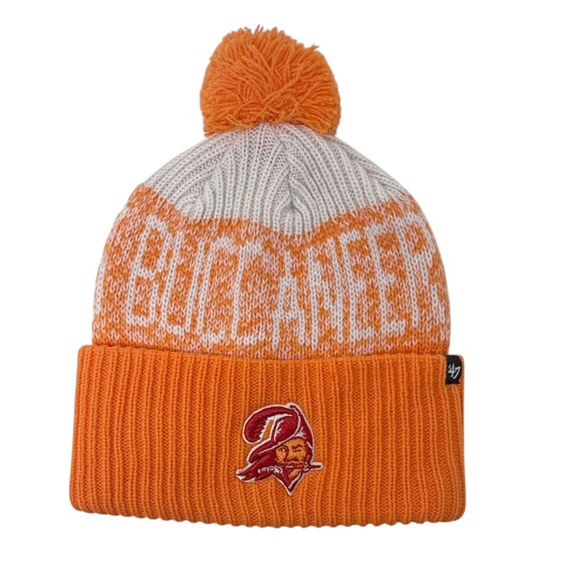 Tampa Bay Buccaneers Men's Historic Mango 47 Cuffed Pom Knit Hat Tampa Bay Buccaneers Men's Historic Mango 47 Cuffed Pom Knit Hat
