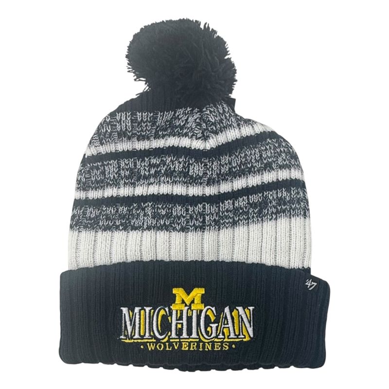 Michigan Wolverines Men's 47 Brand Cuffed Pom Knit Hat Michigan Wolverines Men's 47 Brand Cuffed Pom Knit Hat