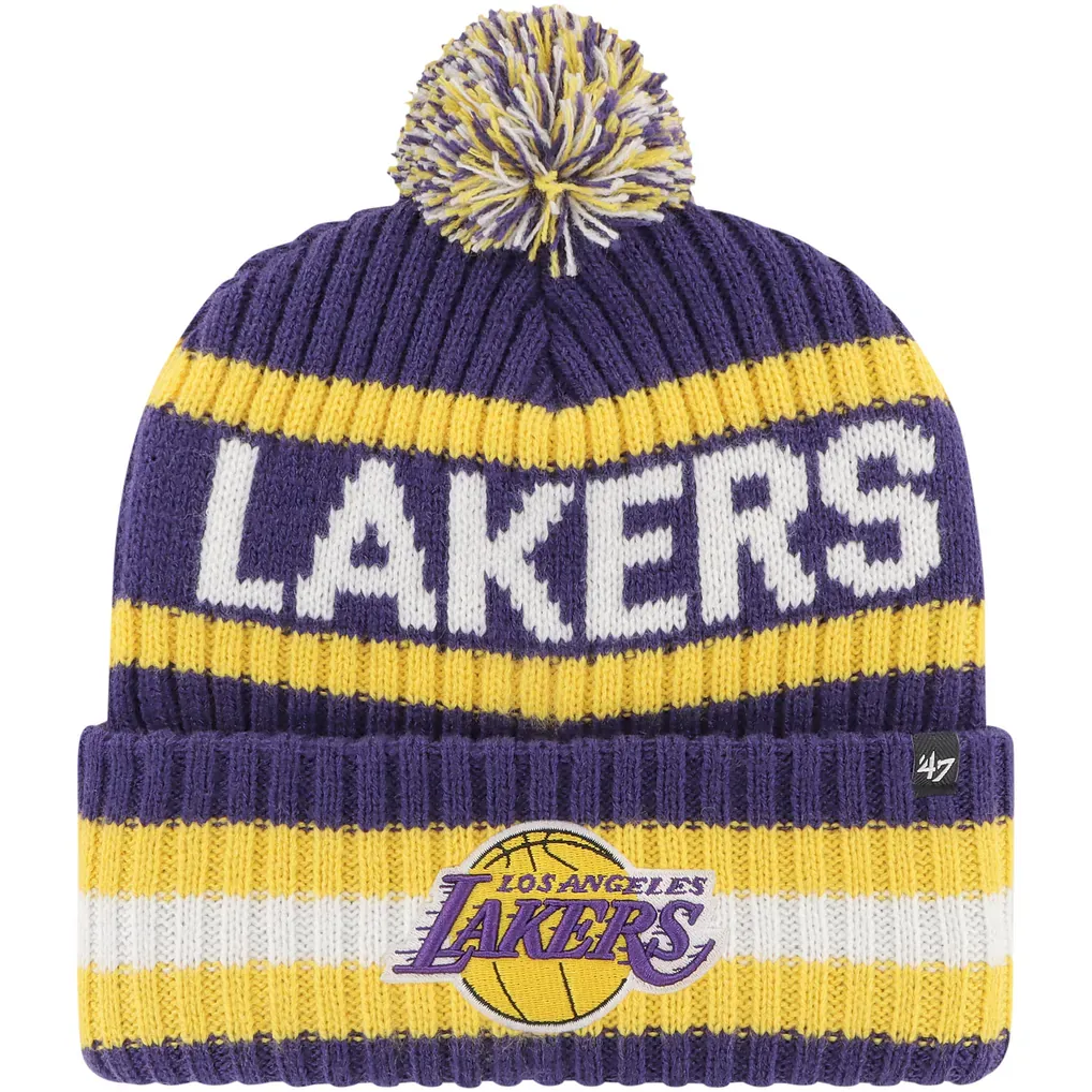 Los Angeles Lakers Men’s 47 Bering Cuffed Pom Knit Hat Los Angeles Lakers Men’s 47 Bering Cuffed Pom Knit Hat
