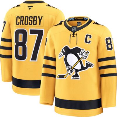 Pittsburgh Penguins Sidney Crosby #87 Men's Yellow Alternate Premium Authentic Jersey Pittsburgh Penguins Sidney Crosby #87 Men's Yellow Alternate Premium Authentic Jersey