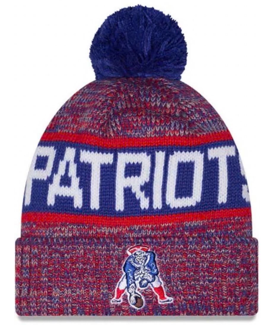 New England Patriots Men’s Historic New Era Tri-Color Knit Pom Hat