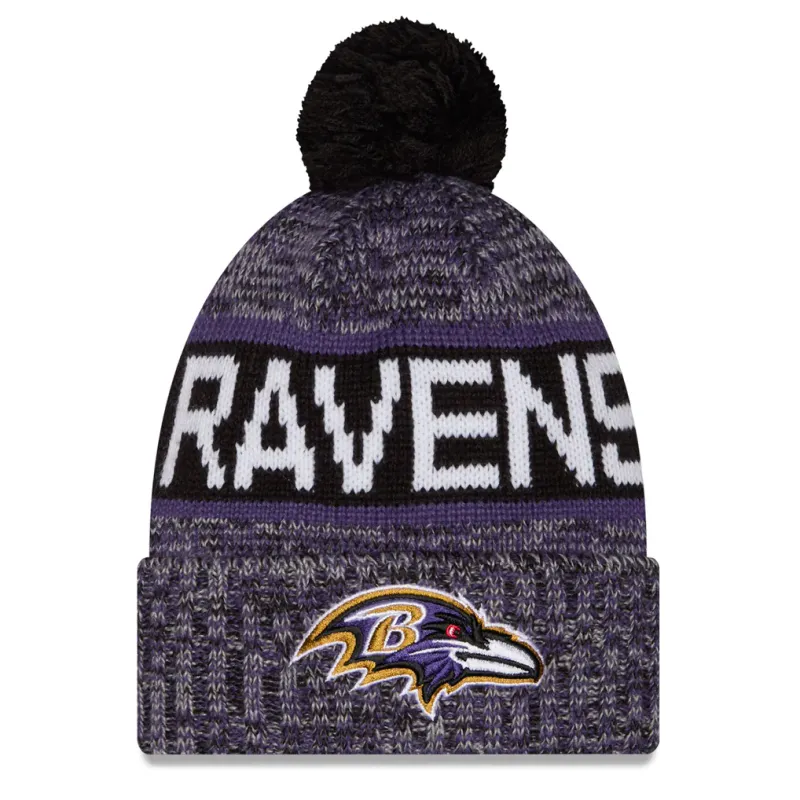 Baltimore Ravens Men’s New Era Tri-Color Knit Pom Hat Baltimore Ravens Men’s New Era Tri-Color Knit Pom Hat