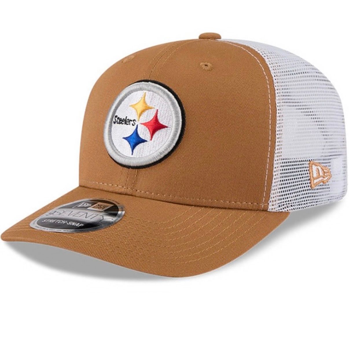 Pittsburgh Steelers Men's Brown Evergreen New Era 9SEVENTY Stretch Snap Trucker Adjustable Hat Pittsburgh Steelers Men's Brown Evergreen New Era 9SEVENTY Stretch Snap Trucker Adjustable Hat