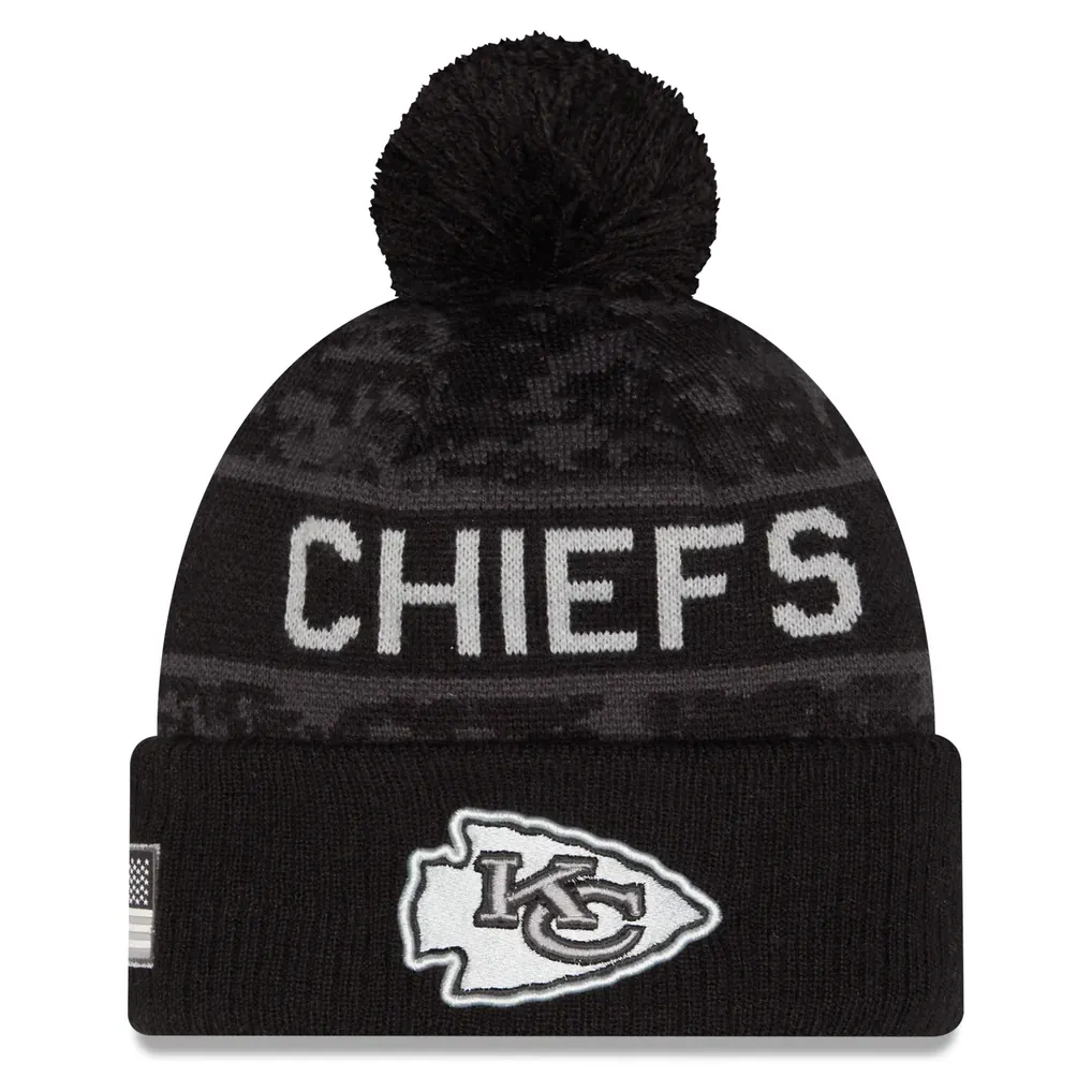 Kansas City Chiefs Men’s NFL Salute to Service Cuffed Pom Knit Hat Kansas City Chiefs Men’s NFL Salute to Service Cuffed Pom Knit Hat