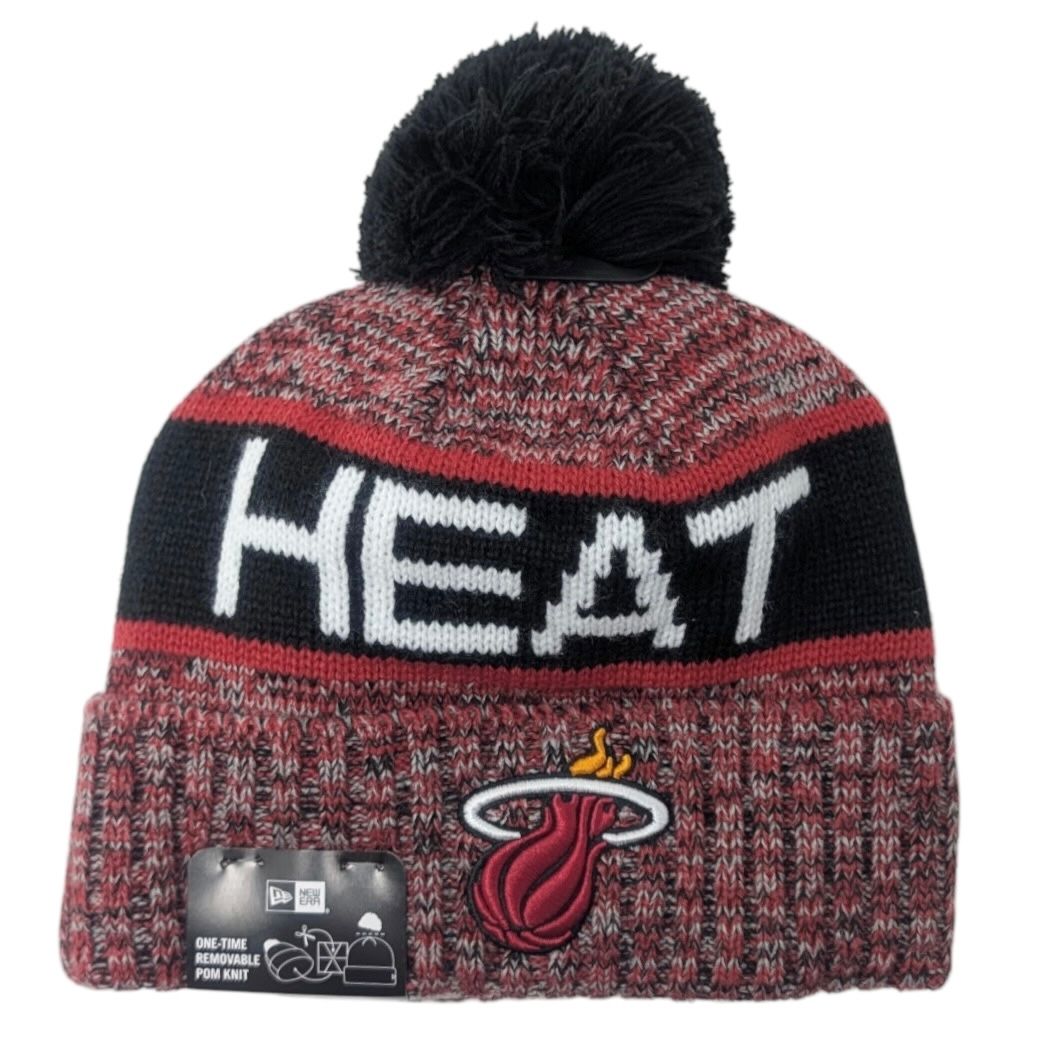 Miami Heat Men’s New Era Tri-Color Knit Pom Hat Miami Heat Men’s New Era Tri-Color Knit Pom Hat