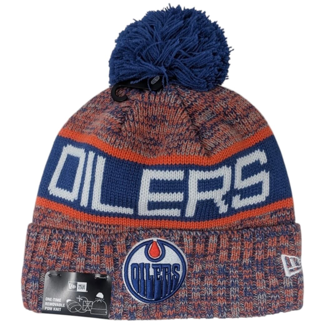 Edmonton Oilers Men’s New Era Tri-Color Knit Pom Hat Edmonton Oilers Men’s New Era Tri-Color Knit Pom Hat