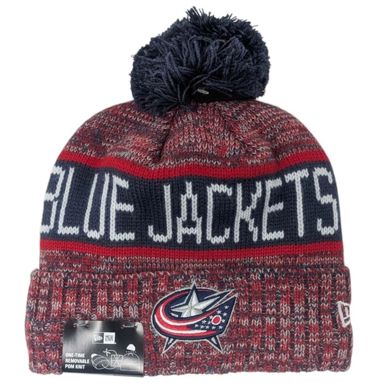 Columbus Blue Jackets Men’s New Era Tri-Color Knit Pom Hat Columbus Blue Jackets Men’s New Era Tri-Color Knit Pom Hat