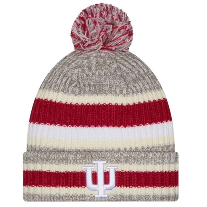 Indiana Hoosiers Men’s New Era Knit Striped Classic Cuffed Knit Pom Hat