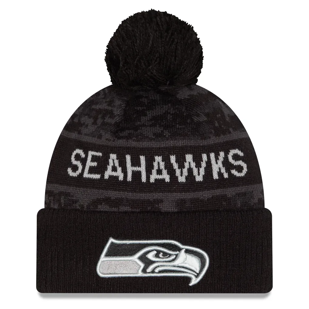 Seattle Seahawks Men’s NFL Salute to Service Cuffed Pom Knit Hat Seattle Seahawks Men’s NFL Salute to Service Cuffed Pom Knit Hat