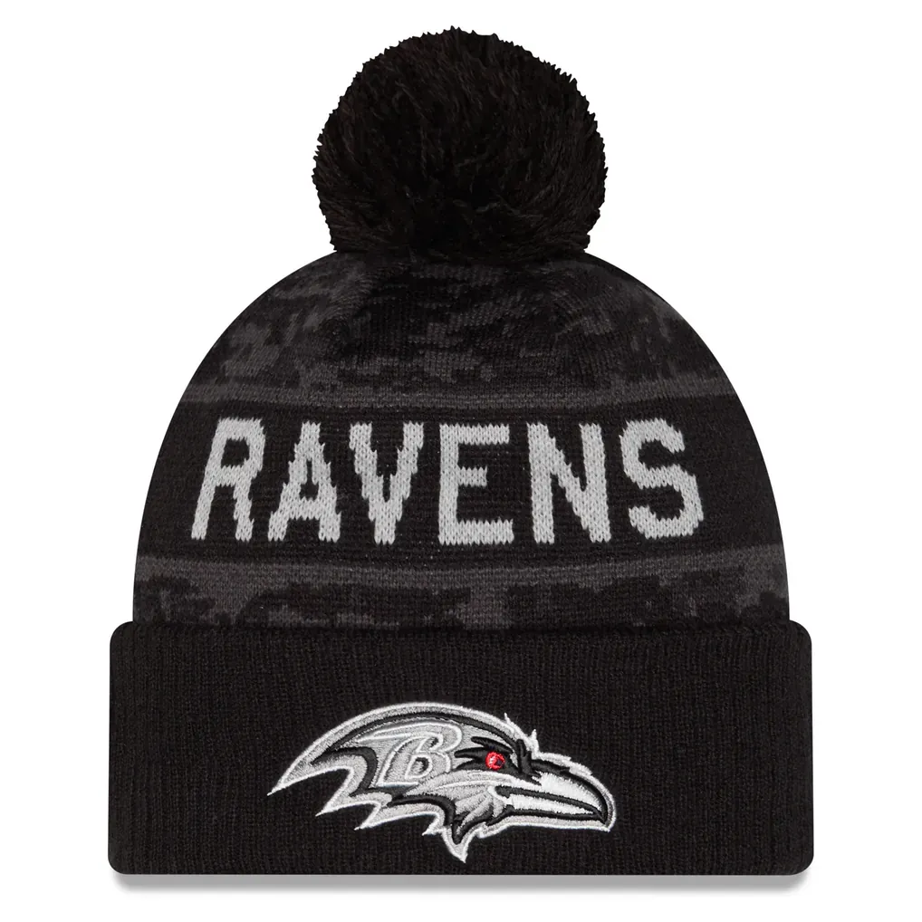 Baltimore Ravens Men’s NFL Salute to Service Cuffed Pom Knit Hat Baltimore Ravens Men’s NFL Salute to Service Cuffed Pom Knit Hat
