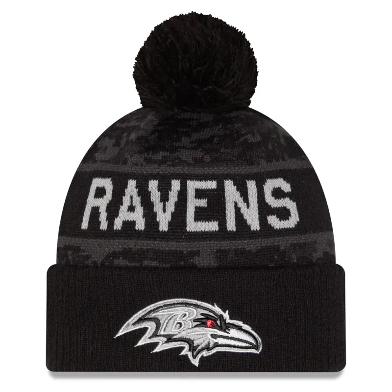 Baltimore Ravens Men’s NFL Salute to Service Cuffed Pom Knit Hat Baltimore Ravens Men’s NFL Salute to Service Cuffed Pom Knit Hat
