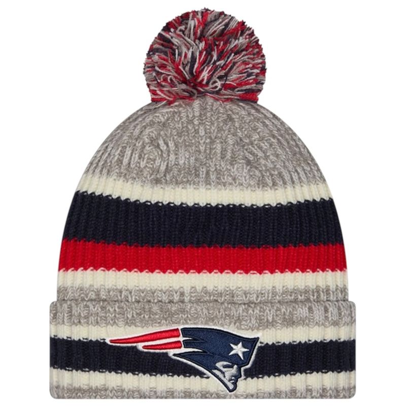 New England Patriots Youth Striped New Era Cuffed Pom Knit Hat New England Patriots Youth Striped New Era Cuffed Pom Knit Hat