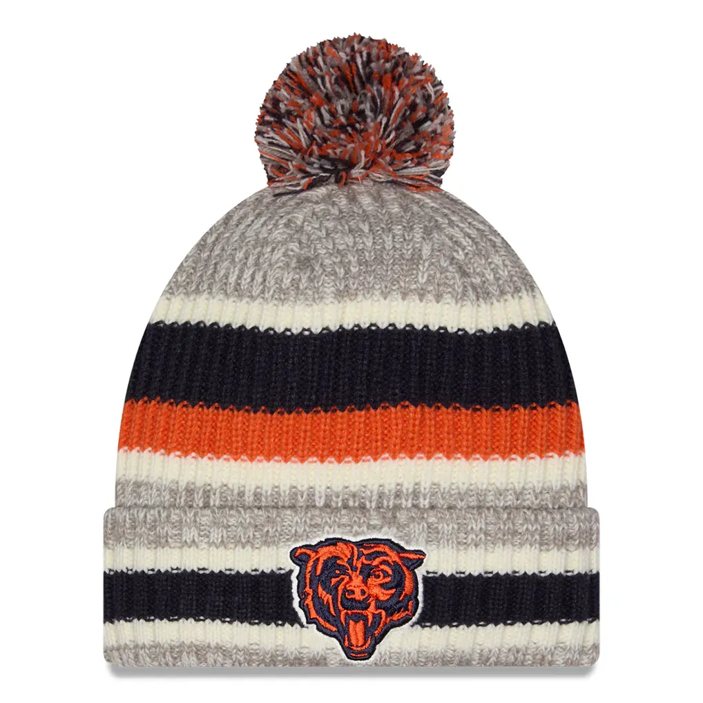 Chicago Bears Youth Striped New Era Cuffed Pom Knit Hat Chicago Bears Youth Striped New Era Cuffed Pom Knit Hat