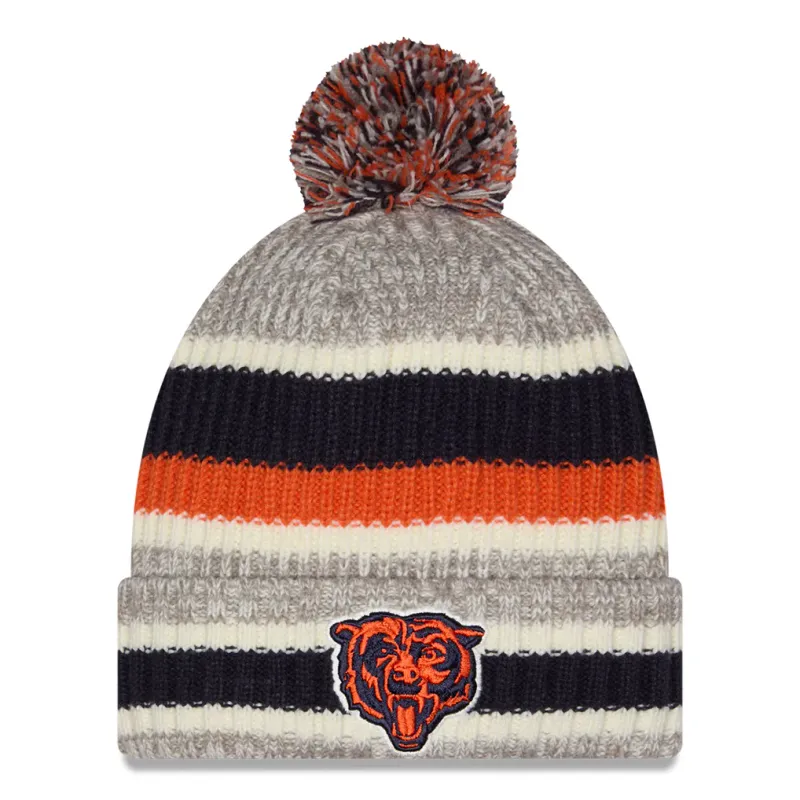 Chicago Bears Youth Striped New Era Cuffed Pom Knit Hat Chicago Bears Youth Striped New Era Cuffed Pom Knit Hat