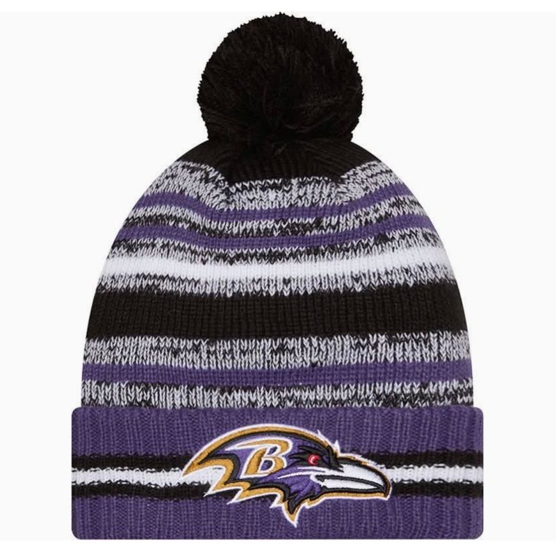 Baltimore Ravens Men’s Cheer New Era Cuffed Pom Knit Hat Baltimore Ravens Men’s Cheer New Era Cuffed Pom Knit Hat