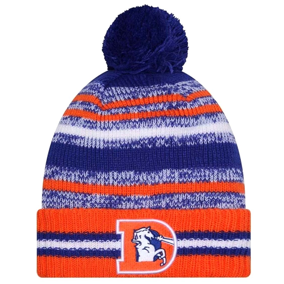 Denver Broncos Men’s Historic Cheer New Era Cuffed Pom Knit Hat Denver Broncos Men’s Historic Cheer New Era Cuffed Pom Knit Hat