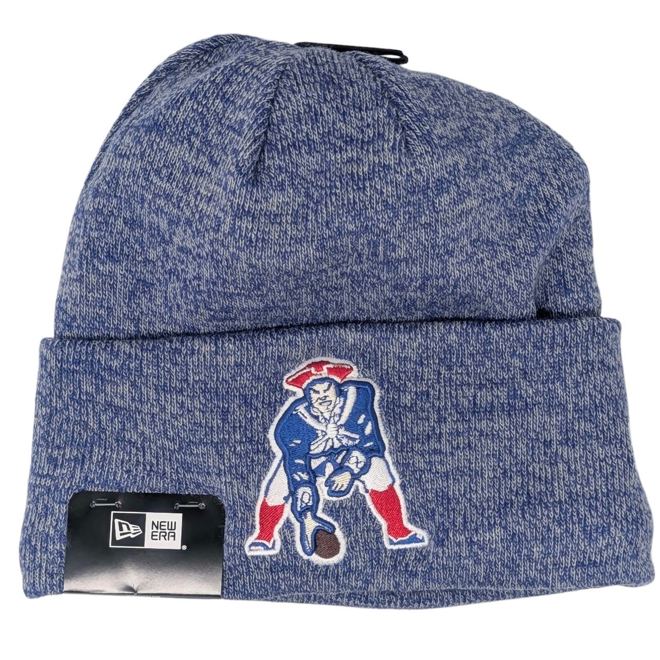 New England Patriots Men's Blue Historic Marled New Era Sideline Cuffed Knit Hat New England Patriots Men's Blue Historic Marled New Era Sideline Cuffed Knit Hat