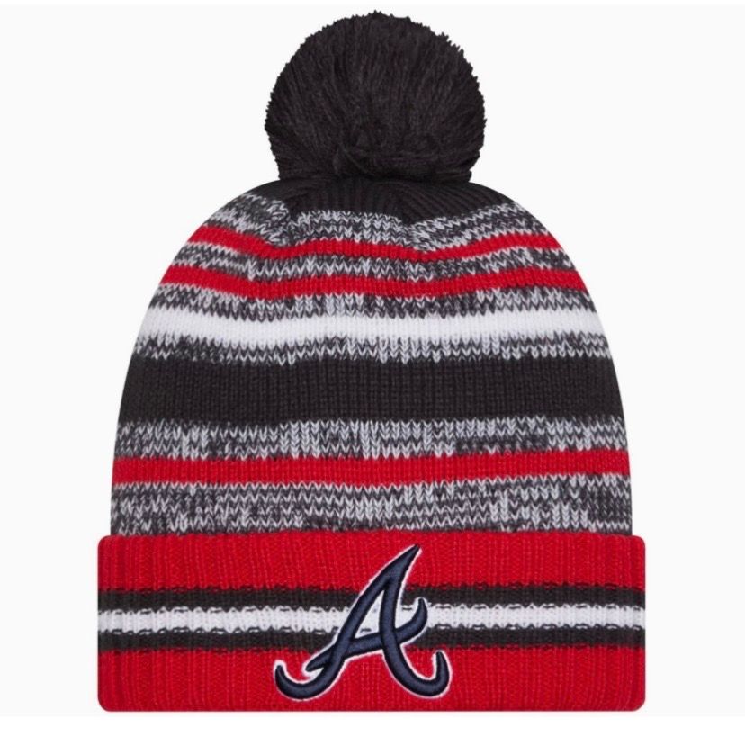Atlanta Braves Men’s Cheer New Era Cuffed Pom Knit Hat Atlanta Braves Men’s Cheer New Era Cuffed Pom Knit Hat