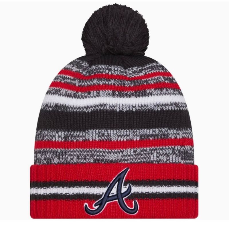 Atlanta Braves Men’s Cheer New Era Cuffed Pom Knit Hat