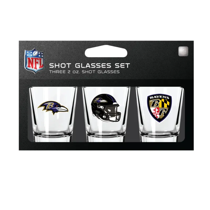 Baltimore Ravens NFL 3pc 2oz Shot Glass Set