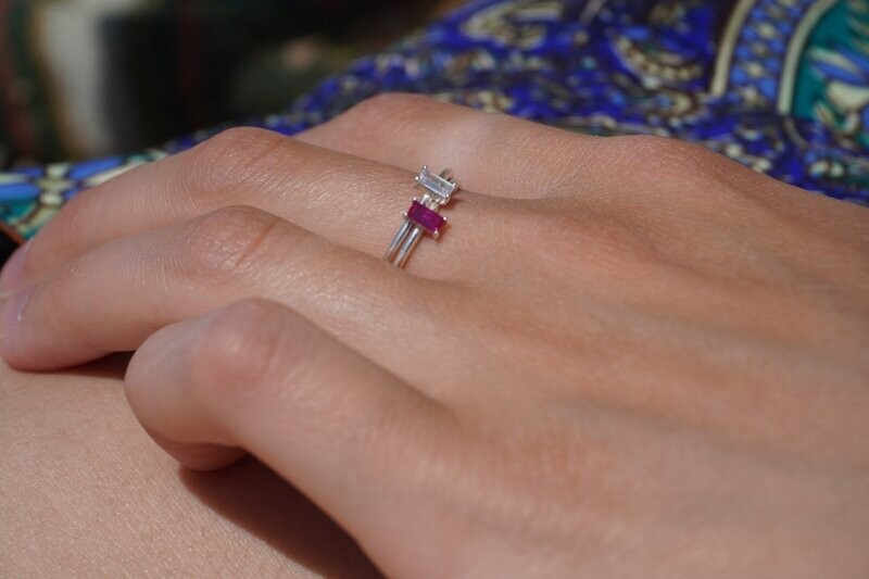 Bague Colori rose et transparente