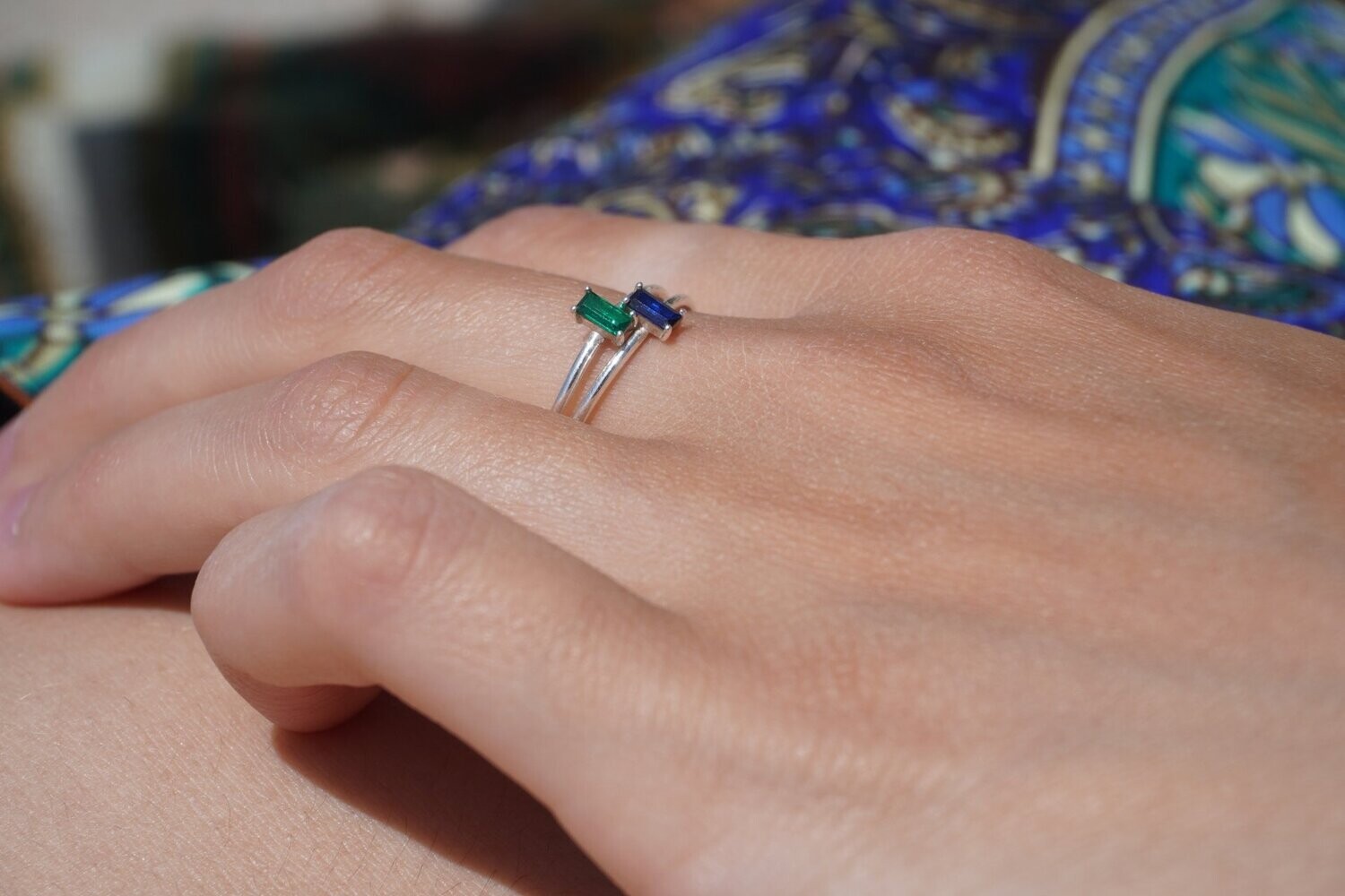 Bagues Colori verte et bleue