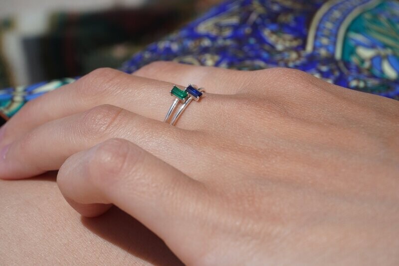 Bagues Colori verte et bleue