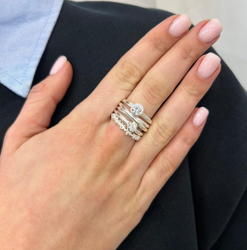 Bague Argent les 2 Zircons en fete