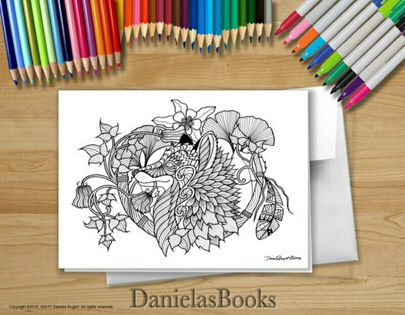 Fox Coloring Greeting Card
