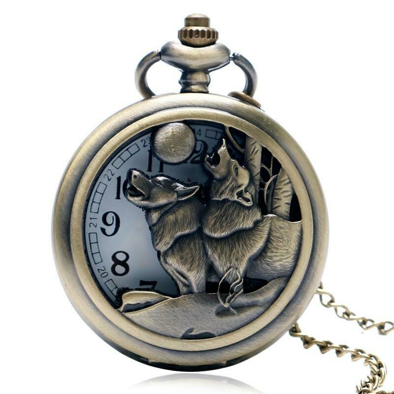 Pocket Watch Howling Wolves